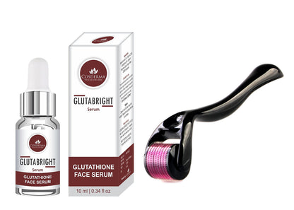 Cosderma Derma Roller 0.5mm with Glutathione Serum for Reducing Blemishes and Melasma, Enhancing Glow