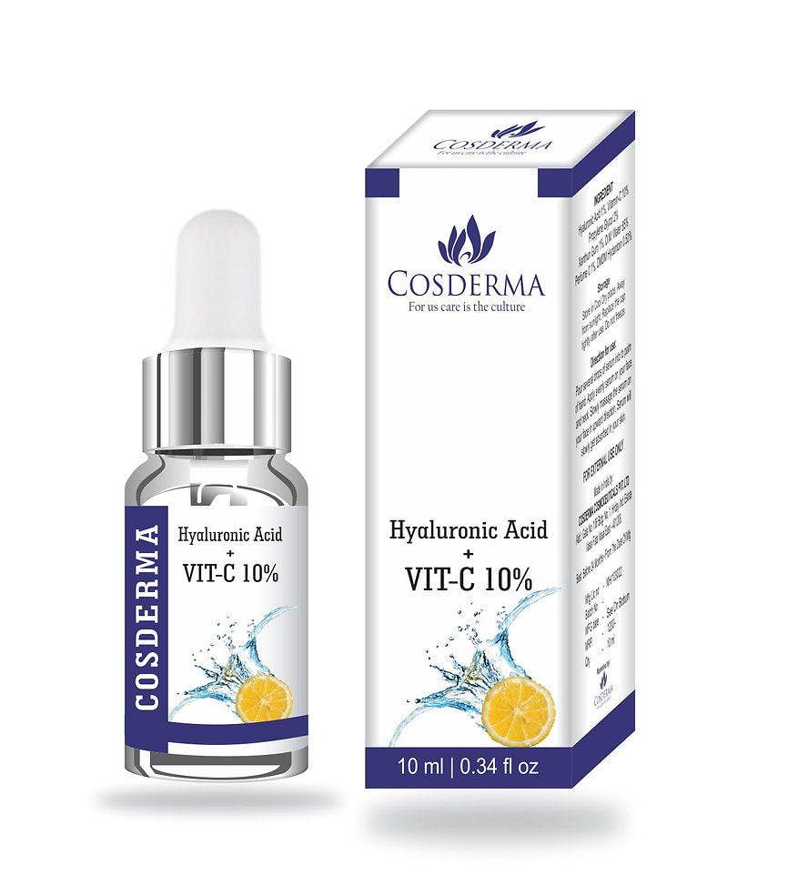 Cosderma Derma Roller 0.5mm with Vitamin C and Hyaluronic Acid Serum for Acne Scars