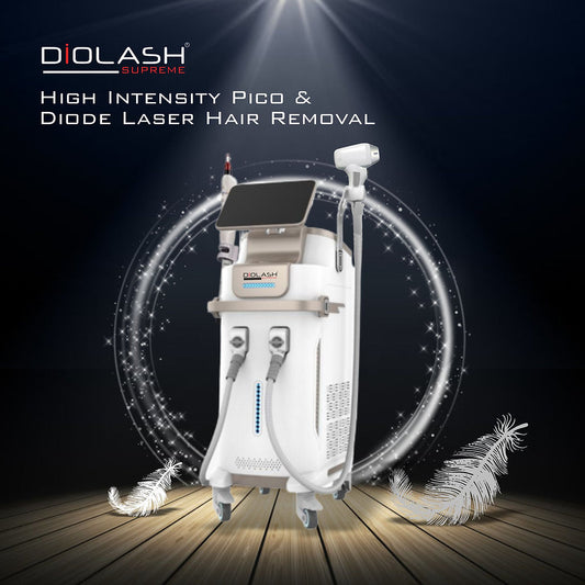 Cosderma Diolash Plus Pico High Intensity Pico & Diode Laser Hair Removal Machine | Diolash Plus Pico 1200W Super High Power | Super Short Pulse Duration 5-100MS | Super Long Life Span up to 20m Shots & Super Cooling System