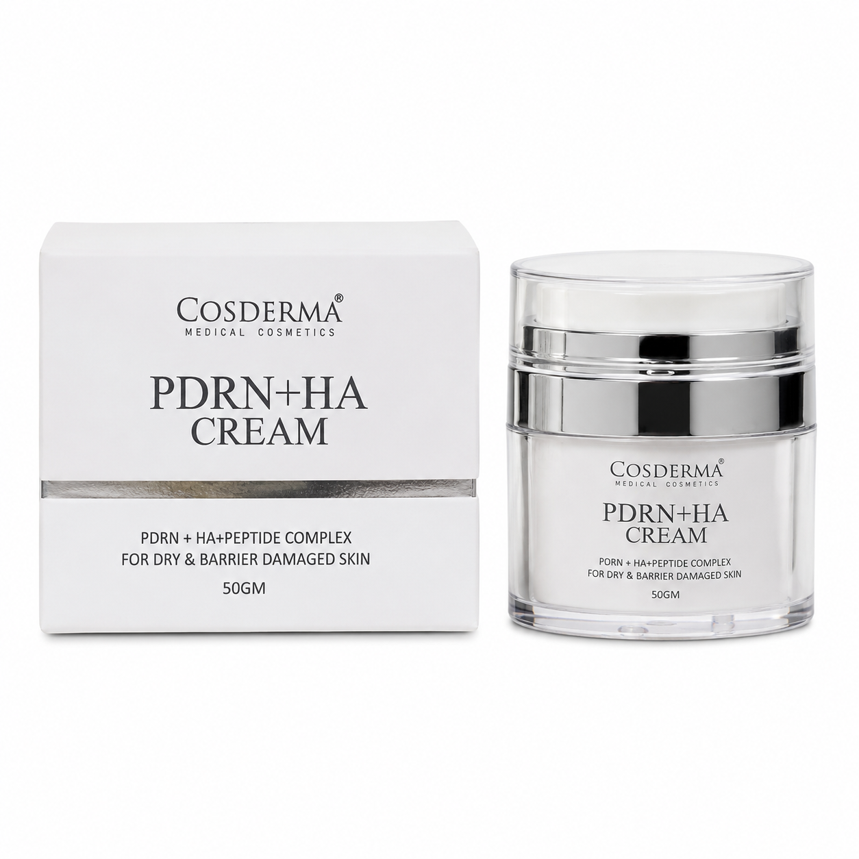 Cosderma PDRN + HA Cream – Peptide Complex for Dry & Barrier-Damaged Skin | 50g
