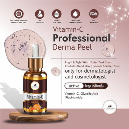 Cosderma Vitamin-C Gel Peel | Brightening & Anti-Aging Exfoliant | Professional Derma Peel