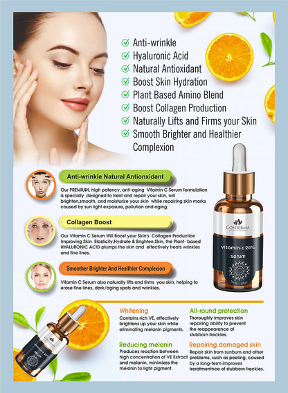 Cosderma Vitamin C 20% Serum - Brighten & Hydrate Skin | Professional Serum