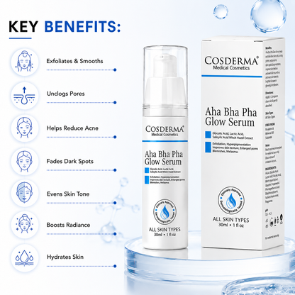 Cosderma AHA BHA PHA Glow Serum | Exfoliating & Brightening Serum