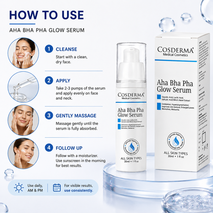 Cosderma AHA BHA PHA Glow Serum | Exfoliating & Brightening Serum