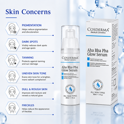 Cosderma AHA BHA PHA Glow Serum | Exfoliating & Brightening Serum