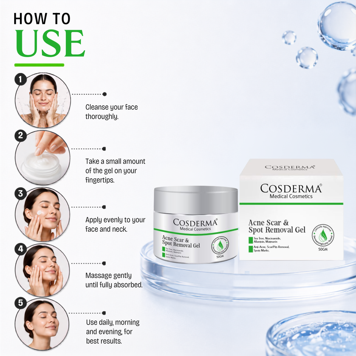 Cosderma Acne Scar & Spot Removal Gel | Advanced Peptides for Youthful Skin