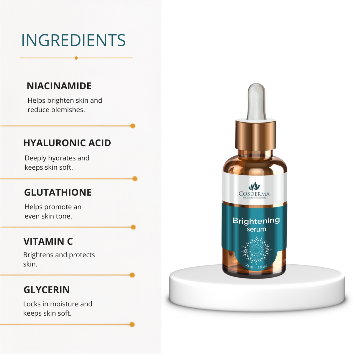 Cosderma Brightening Serum | Niacinamide & Vitamin C for Brighter Skin