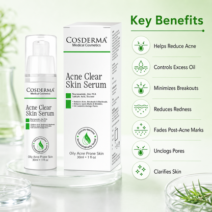 Cosderma Acne Clear Skin Serum | Niacinamide & Zinc PCA for Acne-Prone Skin