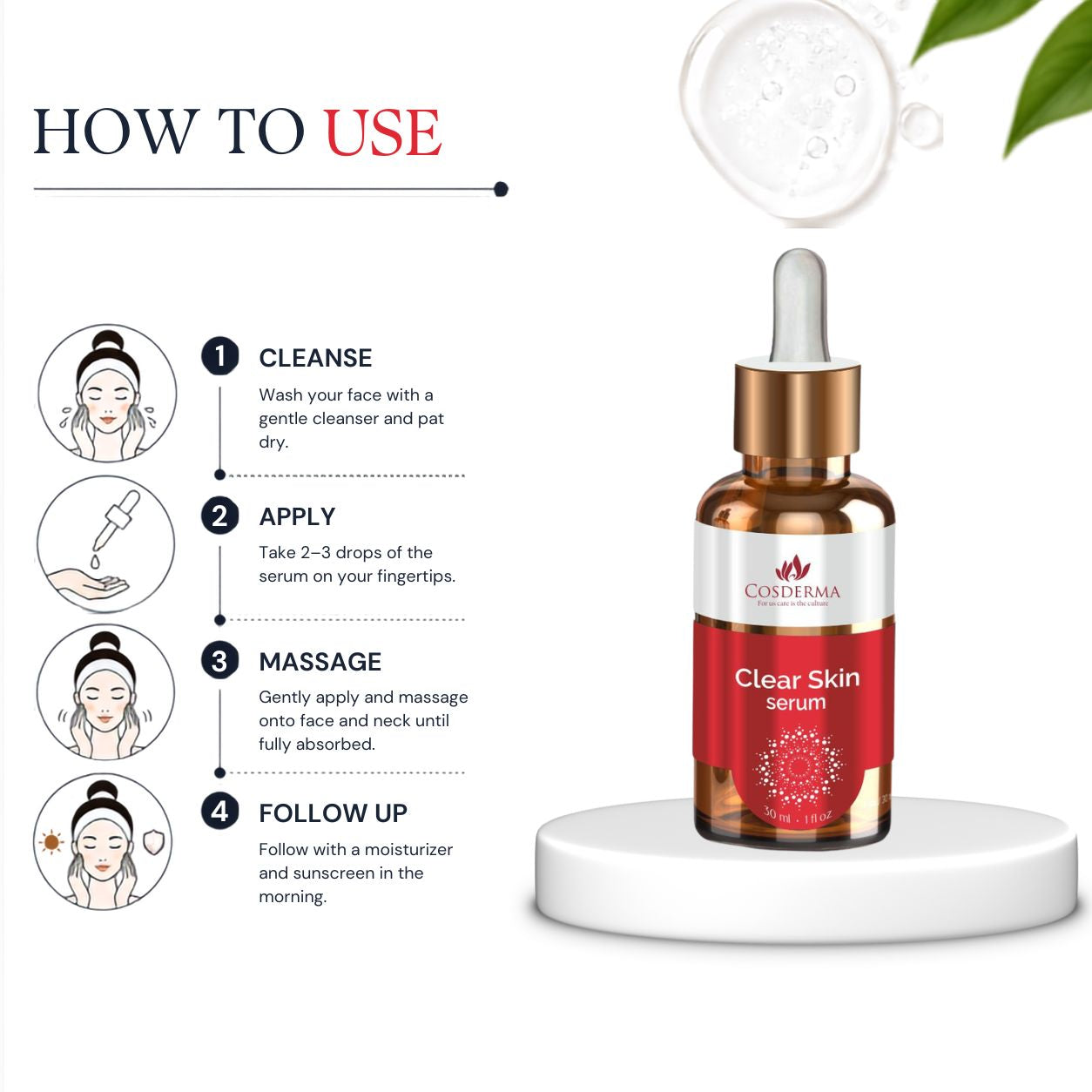 Cosderma Clear Skin Serum - Blemish-Free & Even Skin Tone