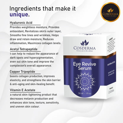 Cosderma EYE Revive Serum - Effective Treatment for Dark Circles, Puffiness, and Wrinkles