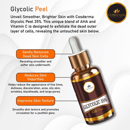 Cosderma Glycolic Acid 35% Gel Peel - Exfoliate, Smooth, & Revitalize Your Skin | Professional Derma Peel