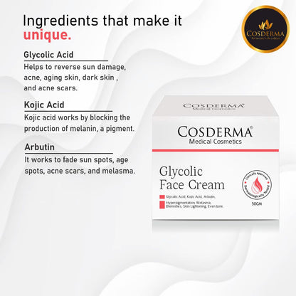 Cosderma Glycolight Face Cream - Brighten & Rejuvenate Overnight Cream | Reduces Acne and Blemishes