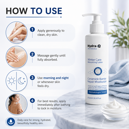 Cosderma Hydra-Q Intense Winter Care Moisturizing Lotion | Ceramide Barrier Repair Moisturizer (250ml)