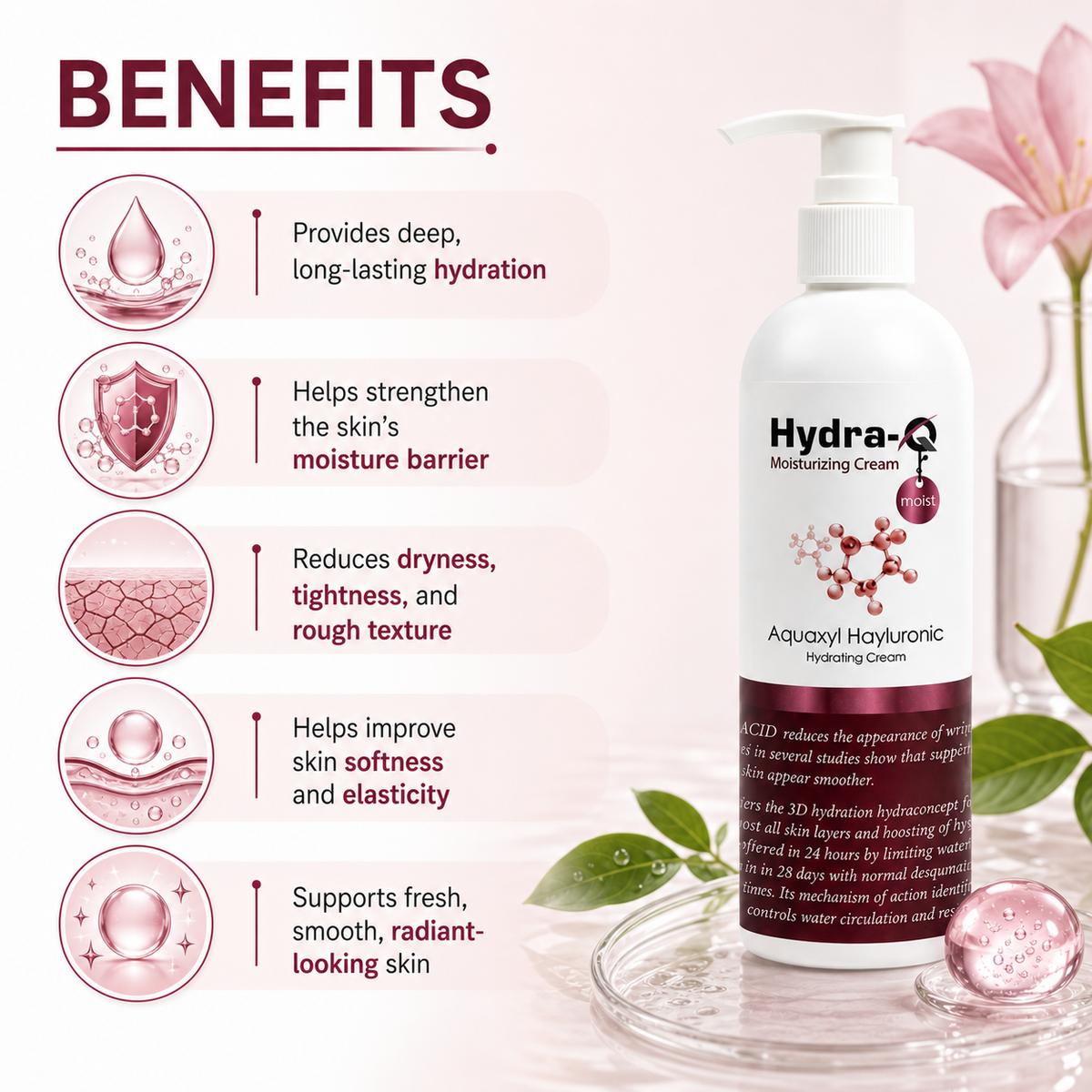 Cosderma Hydra-Q Moisturizing Cream | Aquaxyl® & Hyaluronic Acid