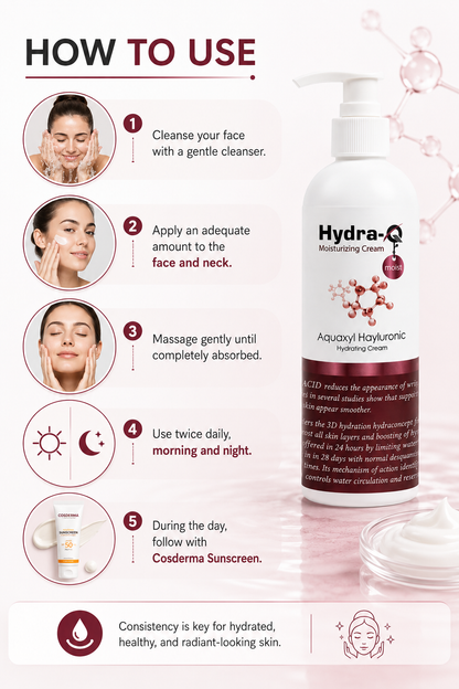 Cosderma Hydra-Q Moisturizing Cream | Aquaxyl® & Hyaluronic Acid