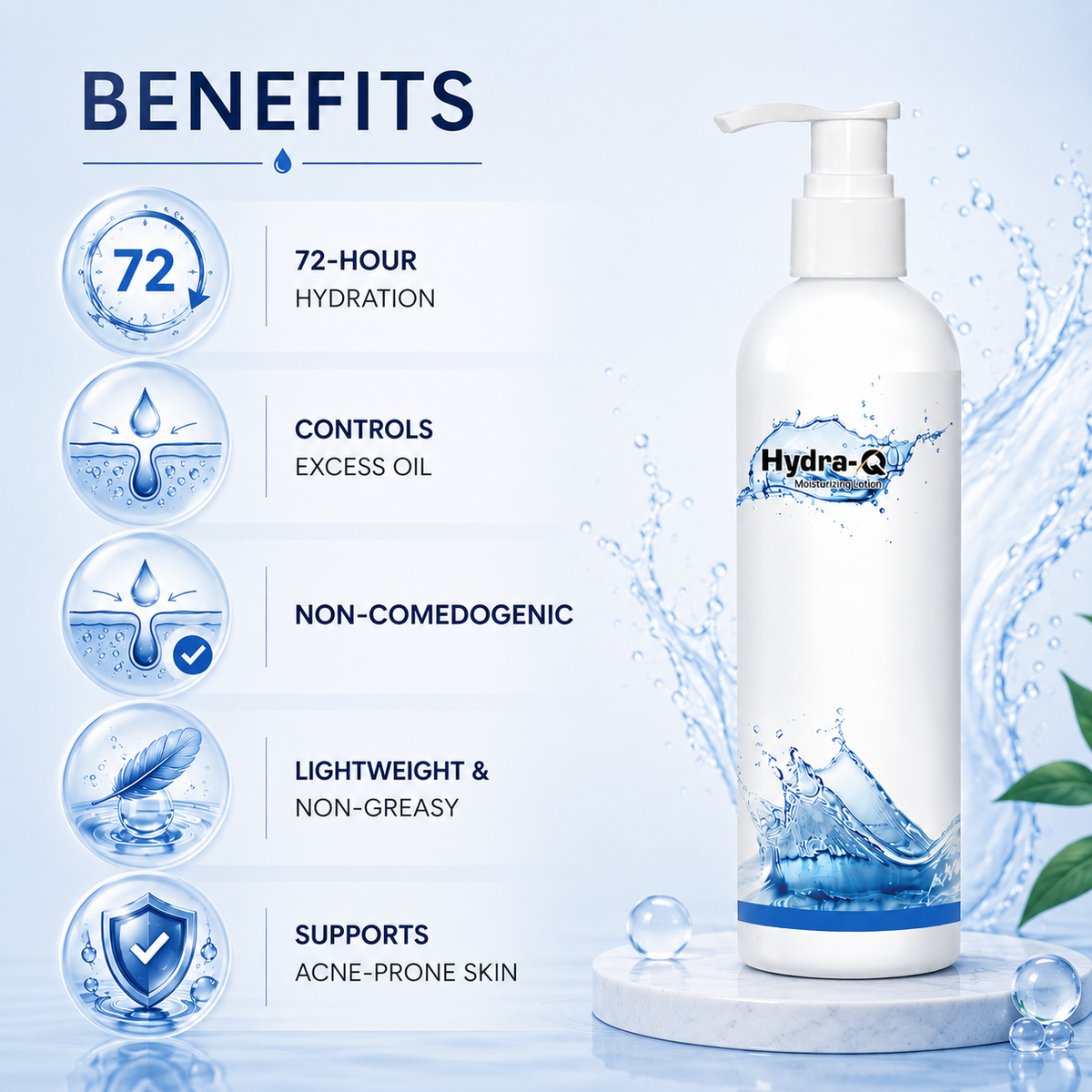 Cosderma Hydra Q Moisturizer Cream | 72-Hour Hydration for Acne-Prone Skin