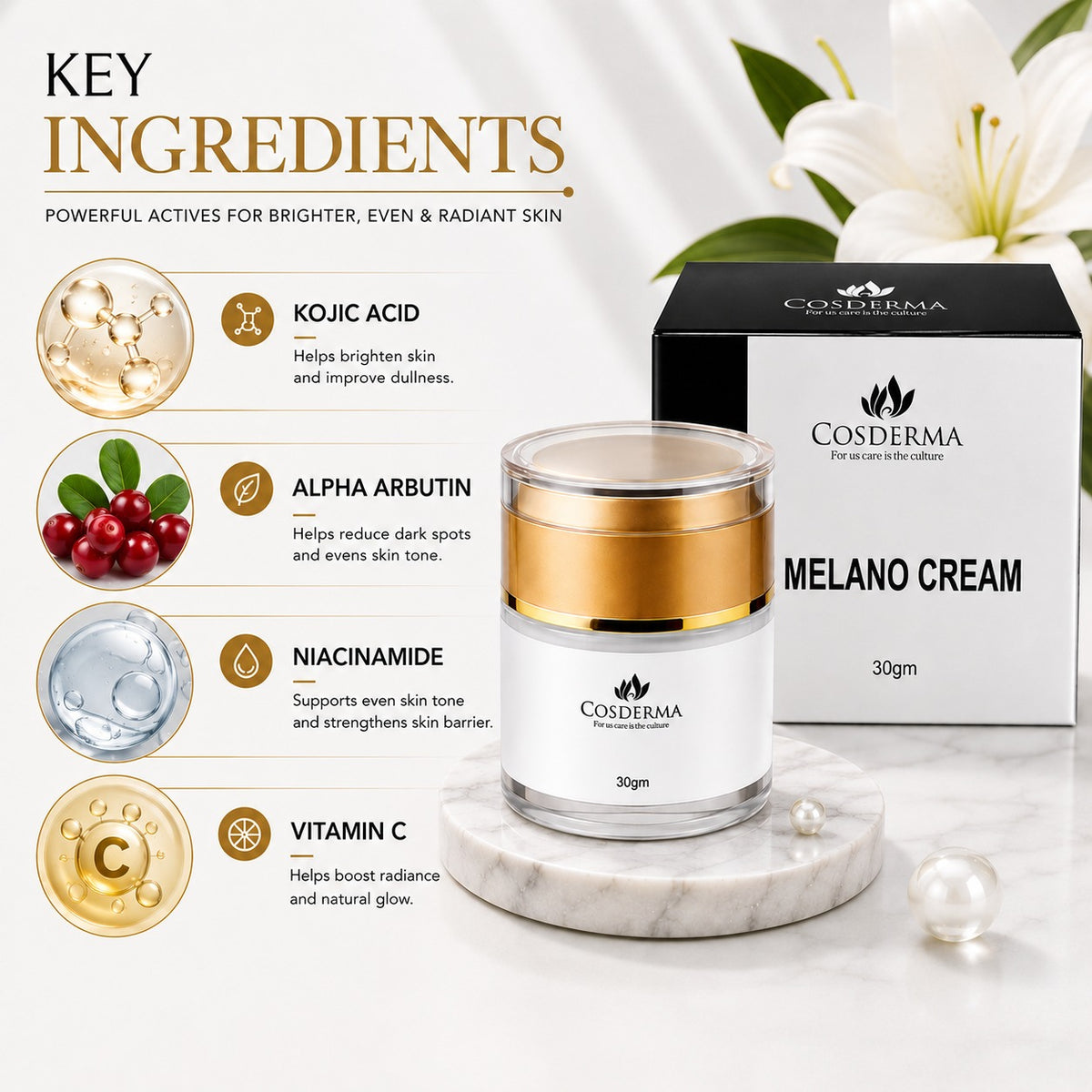Cosderma Melano Cream - Effective Hyperpigmentation & Brightening Solution