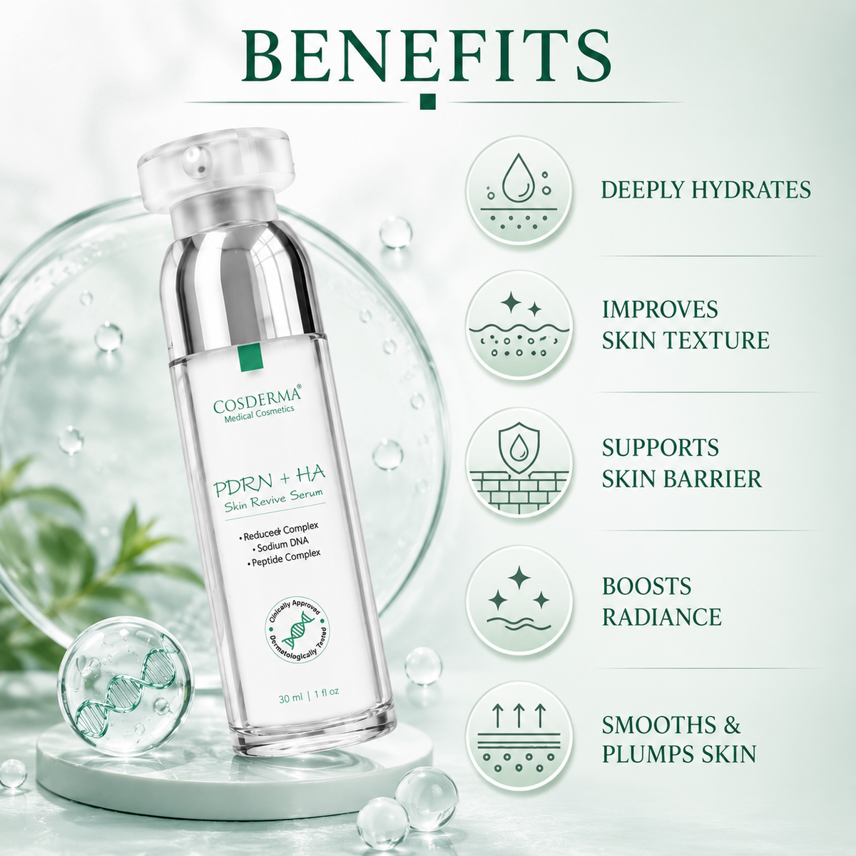 Cosderma PDRN+HA Skin Revive Serum for Antiaging