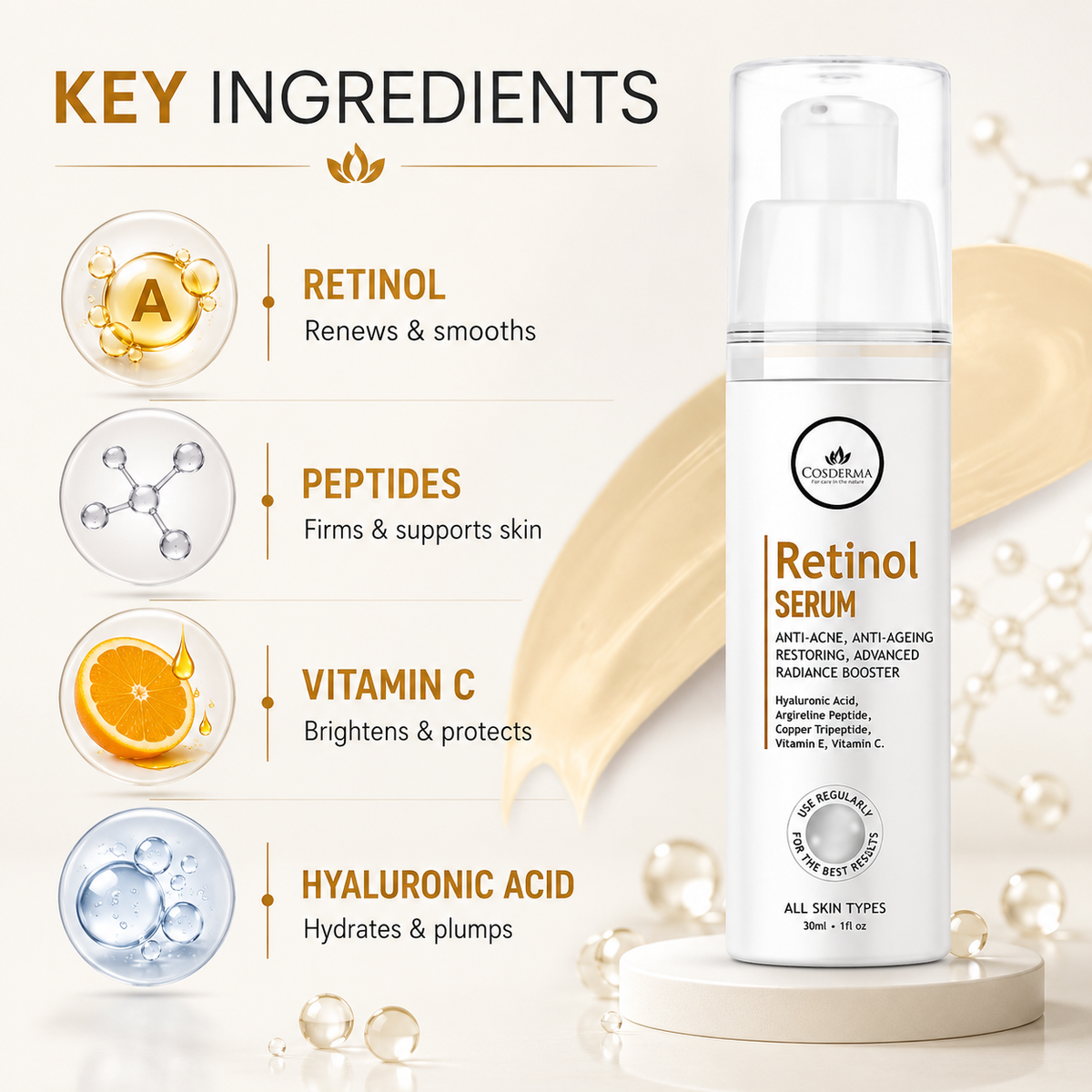 Cosderma Retinol Serum | Powerful Anti-Aging & Skin Renewal Treatment