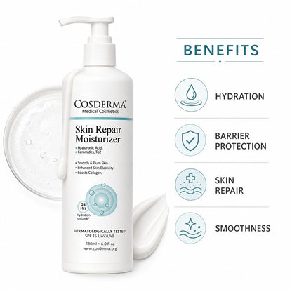 Cosderma Skin Repair Moisturizer with Hyaluronic Acid, Ceramides, and UV Protection