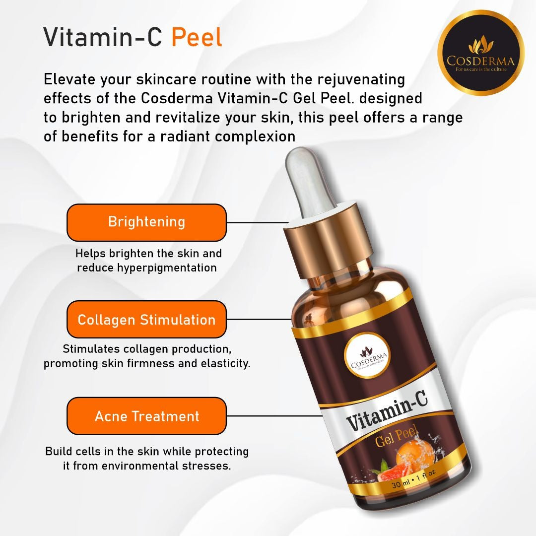 Cosderma Vitamin-C Gel Peel | Brightening & Anti-Aging Exfoliant | Professional Derma Peel