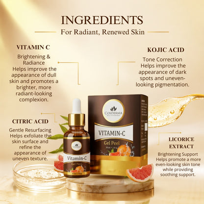 Cosderma Vitamin-C Gel Peel | Brightening & Anti-Aging Exfoliant | Professional Derma Peel