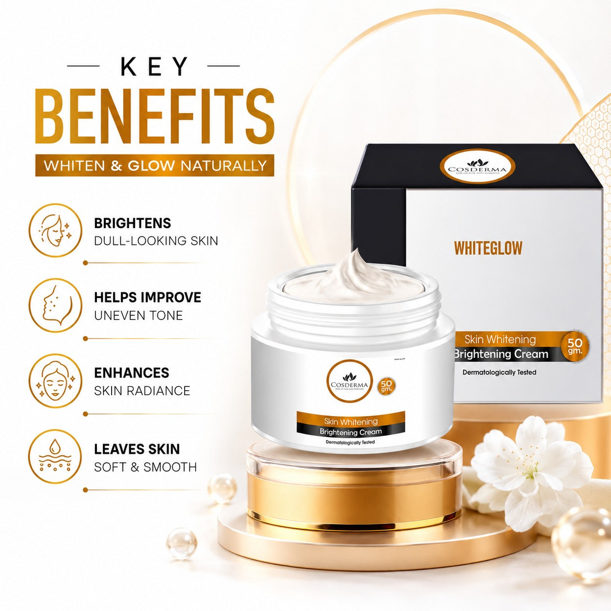 Cosderma Whiteglow Skin Brightening Whitening Face Cream – 50gm