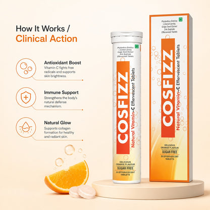 Cosfizz - Natural Vitamin C Effervescent Tablets for Immunity & Skin Health