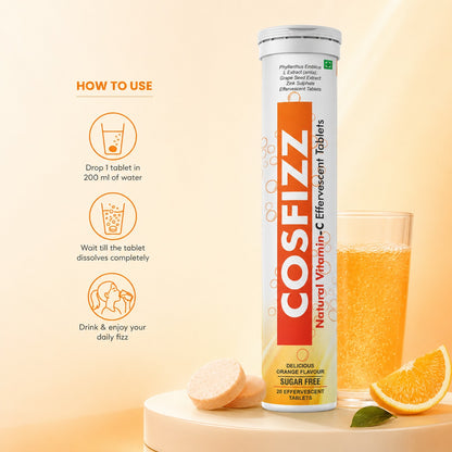 Cosfizz - Natural Vitamin C Effervescent Tablets for Immunity & Skin Health