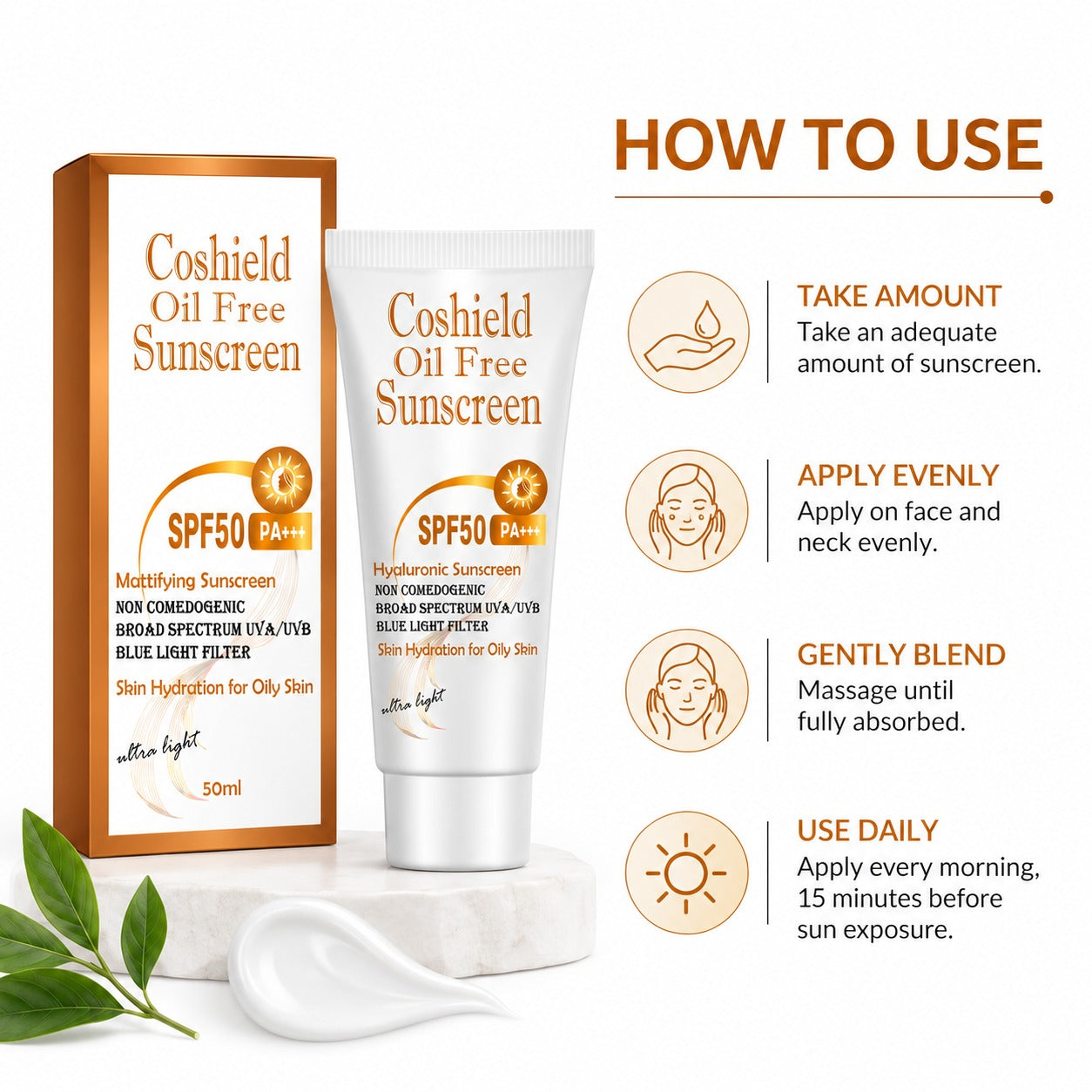 Coshield Oil-Free Sunscreen SPF50 PA+++ | Hyaluronic Acid, Non-Comedogenic, Ultra-Light Formula for Oily Skin