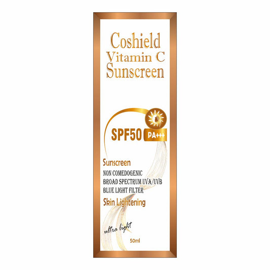 Coshield Vitamin C Sunscreen SPF50 PA+++ | Brightening & Non-Comedogenic, Ultra-Light Formula