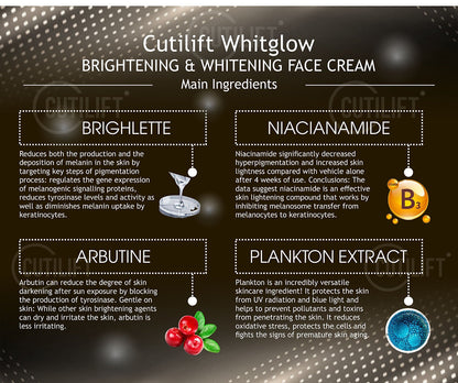 Cutilift White-Glow Skin Whitening Brightening Cream - Alpha Arbutin Skin Lightening & Glowing Face Cream