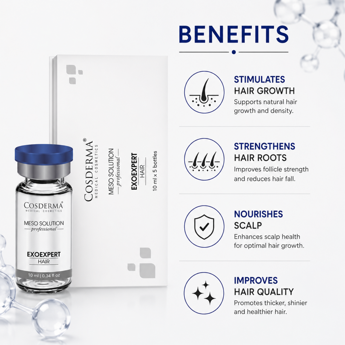 Cosderma Professional Meso Solution – EXOEXPERT HAIR (10ml x 5 Bottles)