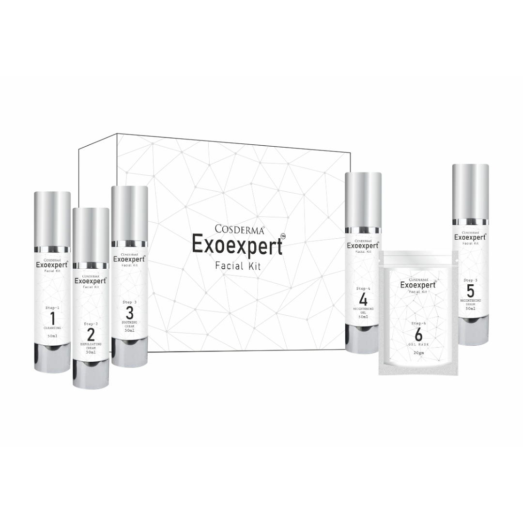 Cosderma Exoexpert Facial Kit – 6-Step Medi-Facial with Exosomes for Skin Brightening, Glow & Hydration