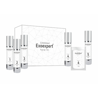Cosderma Exoexpert Facial Kit – 6-Step Medi-Facial with Exosomes for Skin Brightening, Glow & Hydration