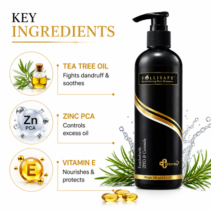 Follisafe Anti-Dandruff Shampoo with Tea Tree Oil & Zinc PCA – Soothes, Hydrates, & Revitalizes
