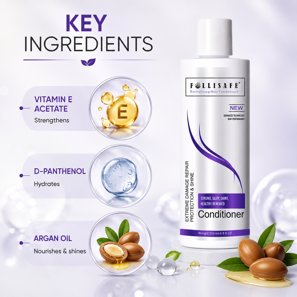 Follisafe Hair Conditioner - Advanced Damage Repair & Shine for Treated Hair