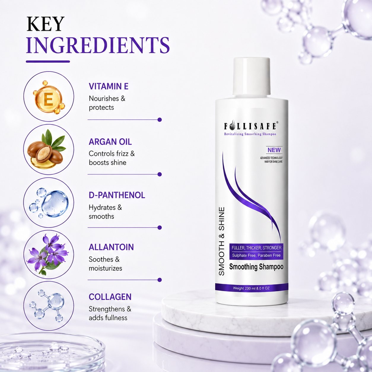 Follisafe Smoothing Shampoo – Professional Formula for Smooth and Shiny Hair