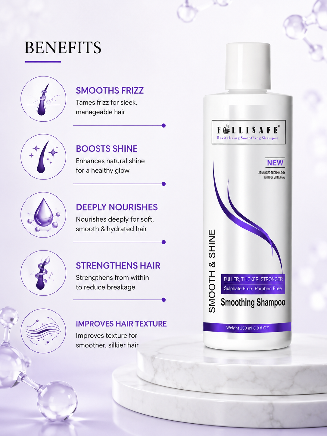 Follisafe Smoothing Shampoo – Professional Formula for Smooth and Shiny Hair