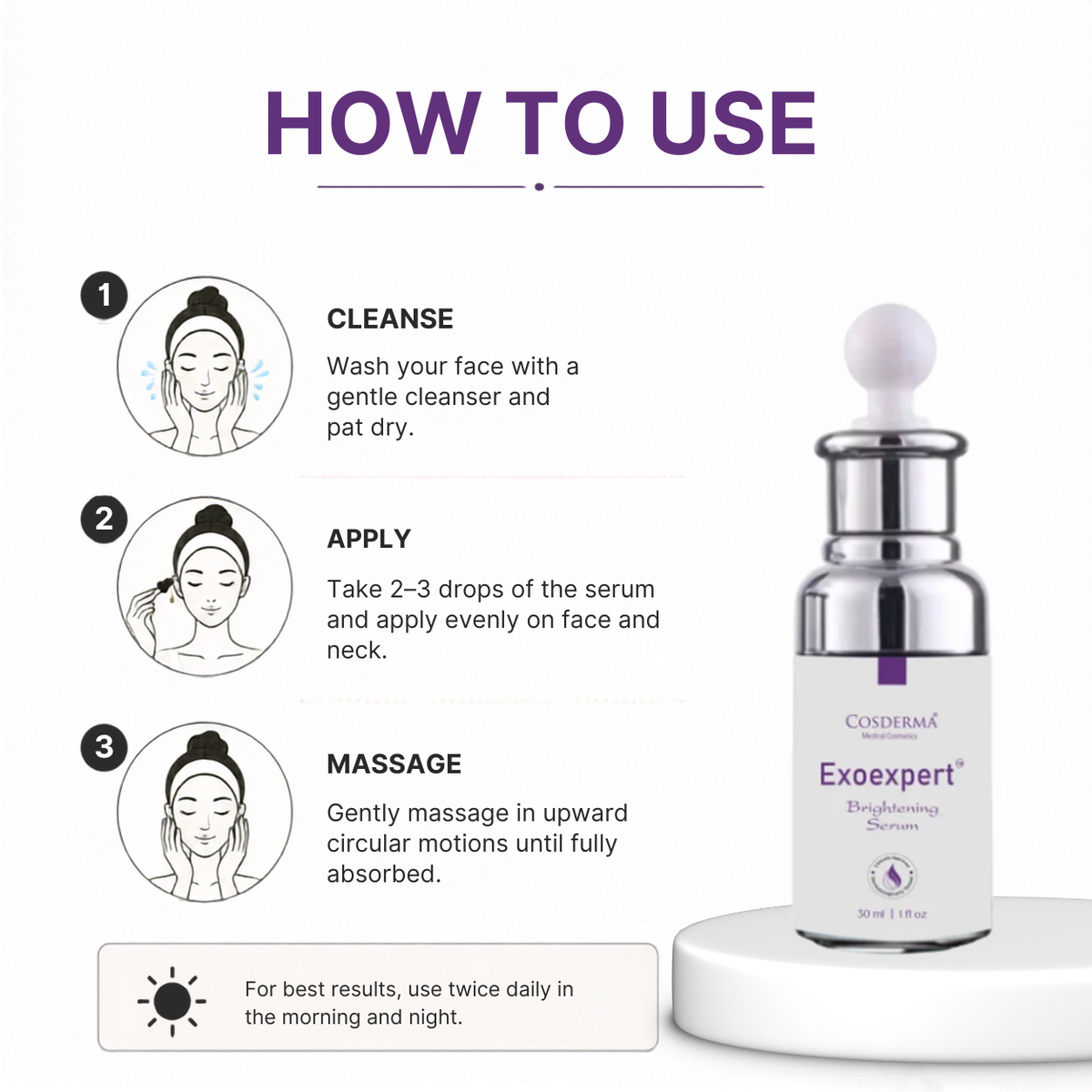 Cosderma Exoexpert Brightening Serum. Advanced Depigmenting & Radiance Restoration Formula.