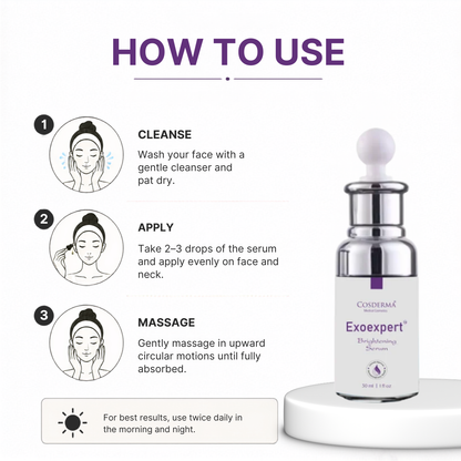 Cosderma Exoexpert Brightening Serum. Advanced Depigmenting & Radiance Restoration Formula.