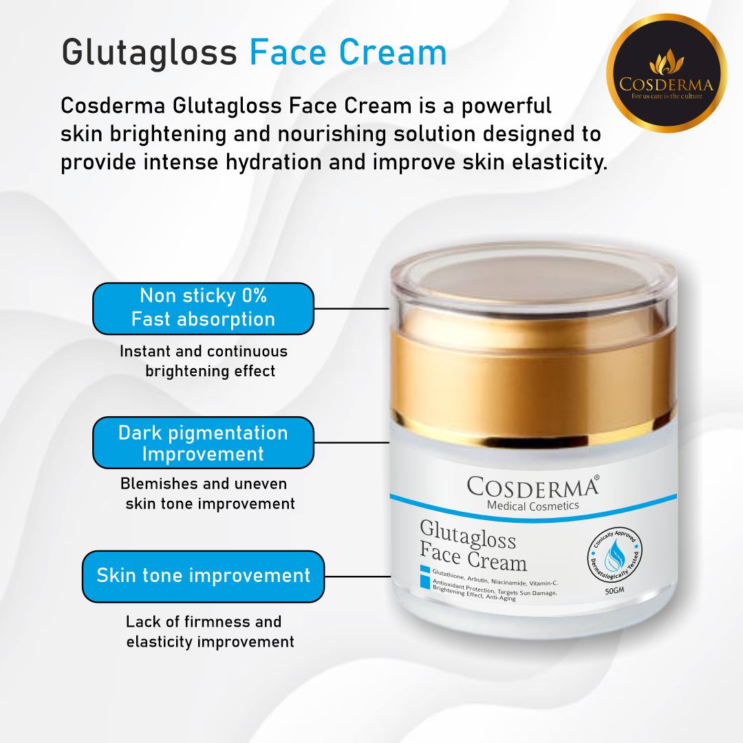 Cosderma Glutagloss Face Cream - Advanced Brightening & Nourishing Moisturizer
