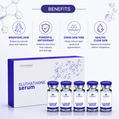 Cosderma Glutathione Serum - Powerful Brightening & Anti-Aging Treatment (5 Vials x 10ml)