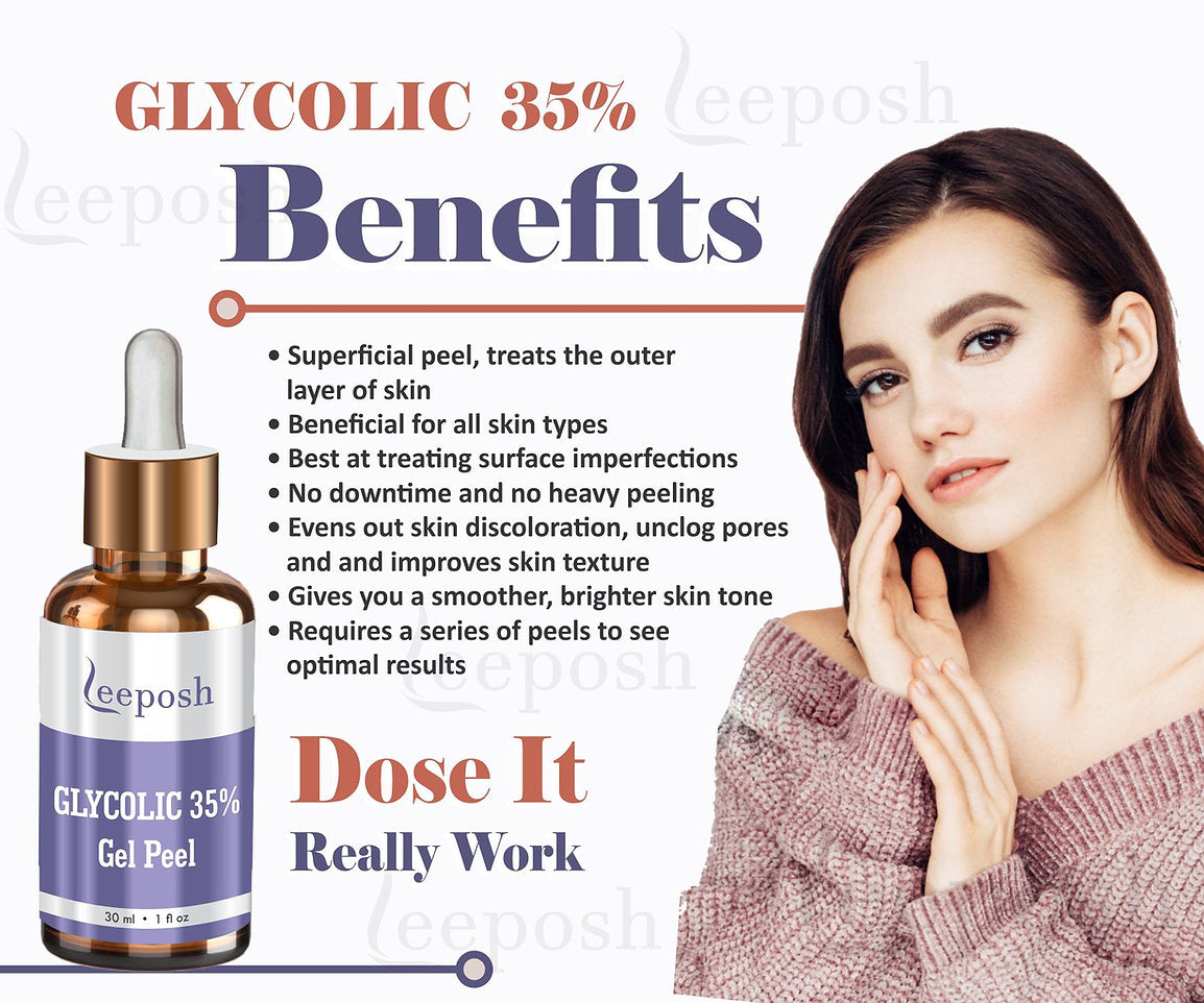 Leeposh Glycolic Acid 35% Gel Peel – AHA Facial Peel for Youthful Skin