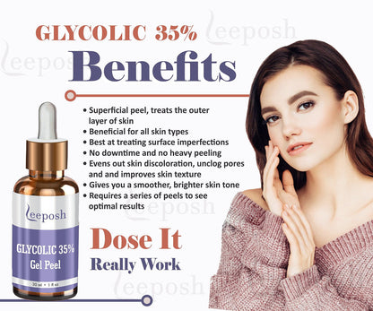 Leeposh Glycolic Acid 35% Gel Peel – AHA Facial Peel for Youthful Skin