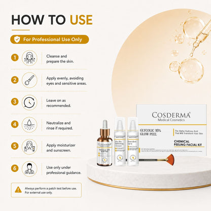Cosderma Glycolic 35% Peel - Exfoliate, Smooth & Revitalize Skin | Chemical Peeling Facial Kit