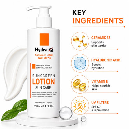 Hydra Q Sunscreen Lotion SPF 50 with Ceramide Repair - 250ml