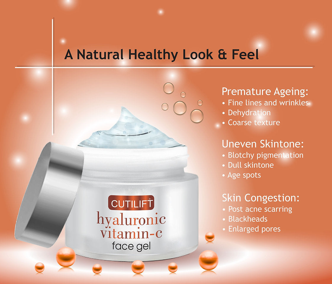 Cutilift Hyaluronic Vitamin-C Face Gel | Hydrating & Brightening Formula