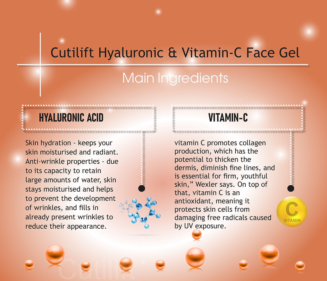 Cutilift Hyaluronic Vitamin-C Face Gel | Hydrating & Brightening Formula