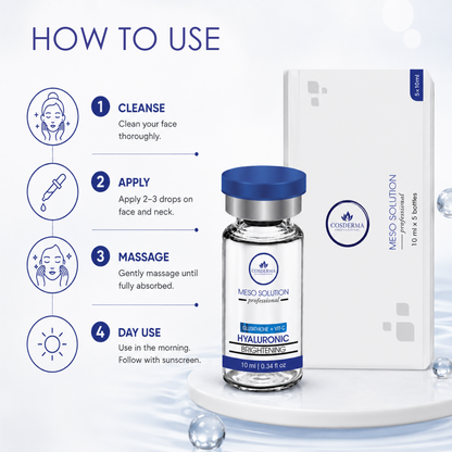 Cosderma Meso Solution Professional Serum - Vitamin C, Glutathione & Hyaluronic Acid for Brightening